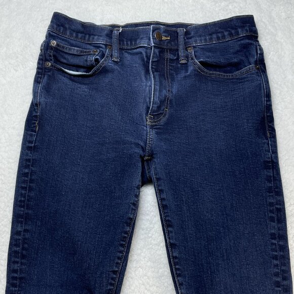 J Crew Jeans Mens Sz 32 Blue Flex Stretch Mid Rise Skinny Leg Dark Wash 31x29 - Picture 2 of 14